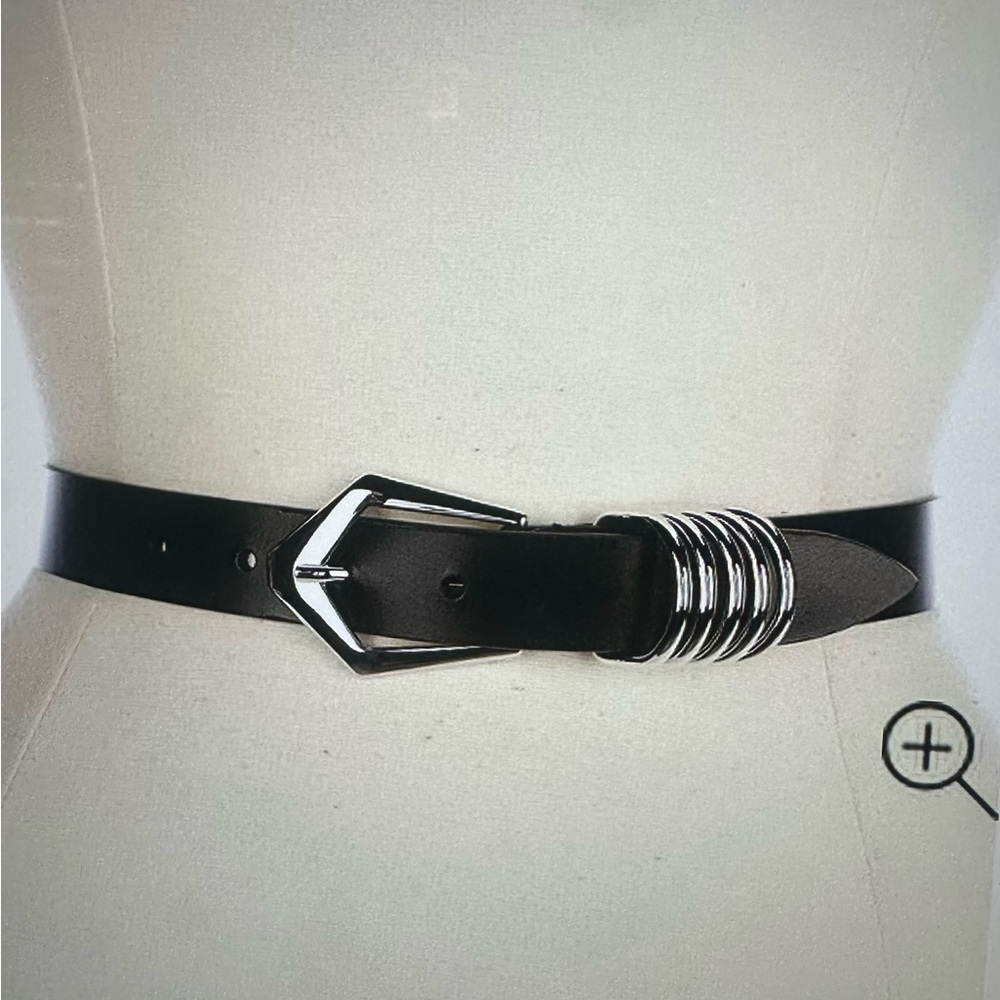 IRO Ladie’s Black Sugar Leather Belt with Silver Buckle